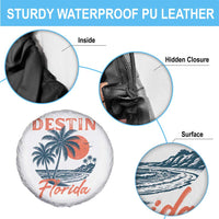 Vintage Destin Florida Beach Spare Tire Cover Sunset Palm Tree Graphic