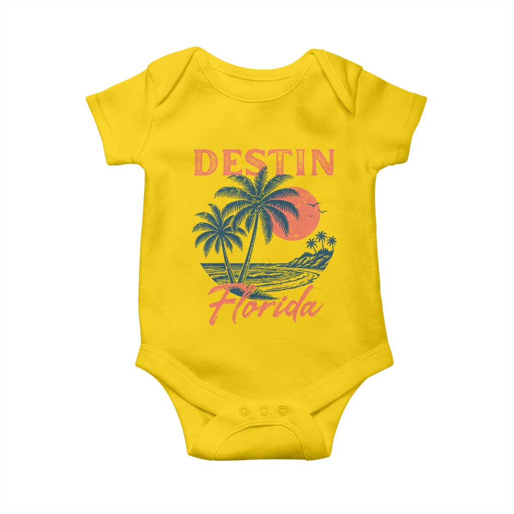 Vintage Destin Florida Beach Baby Onesie Sunset Palm Tree Graphic