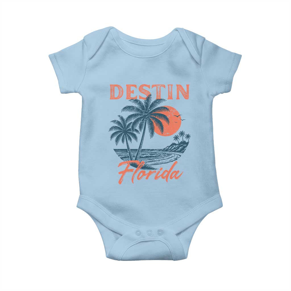 Vintage Destin Florida Beach Baby Onesie Sunset Palm Tree Graphic