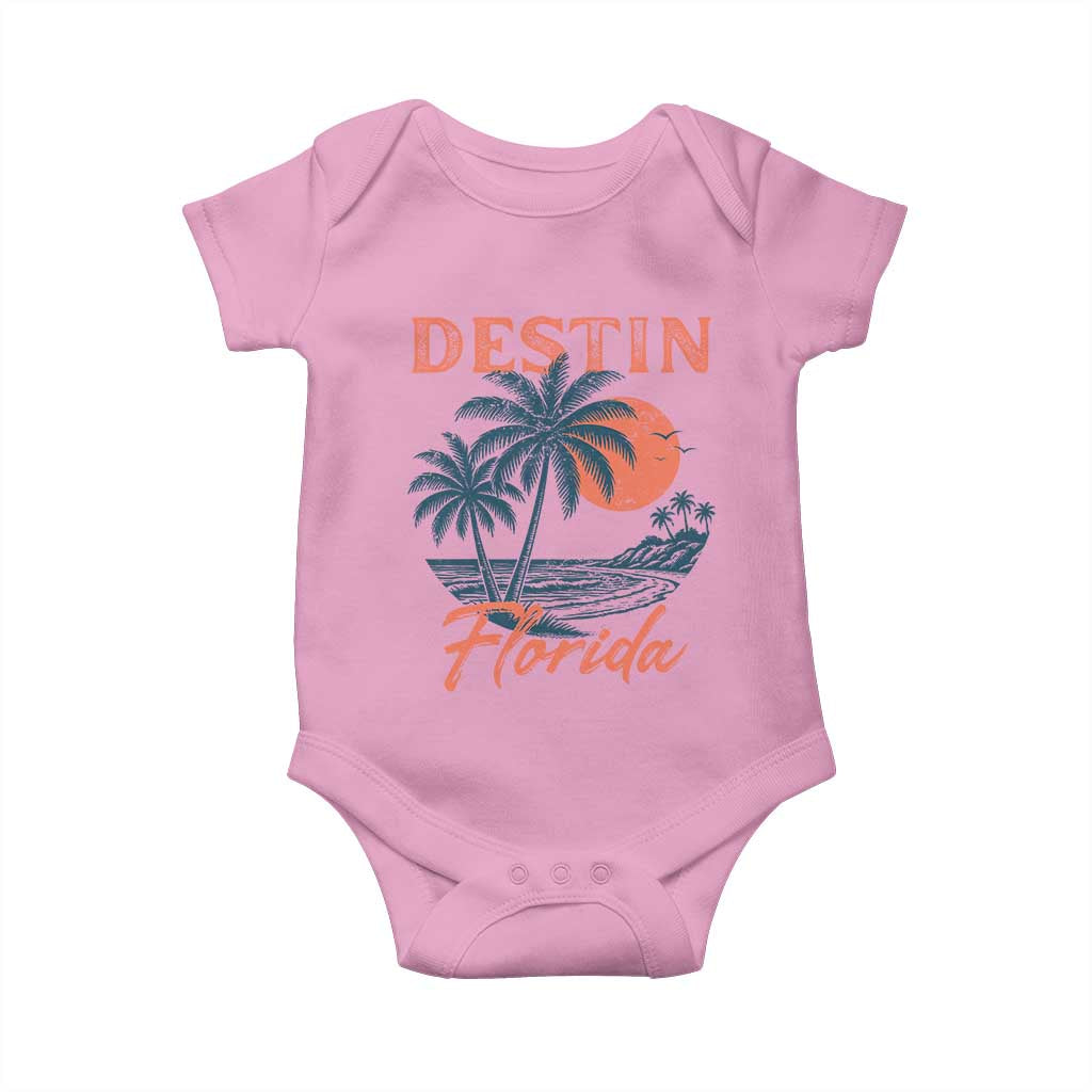 Vintage Destin Florida Beach Baby Onesie Sunset Palm Tree Graphic