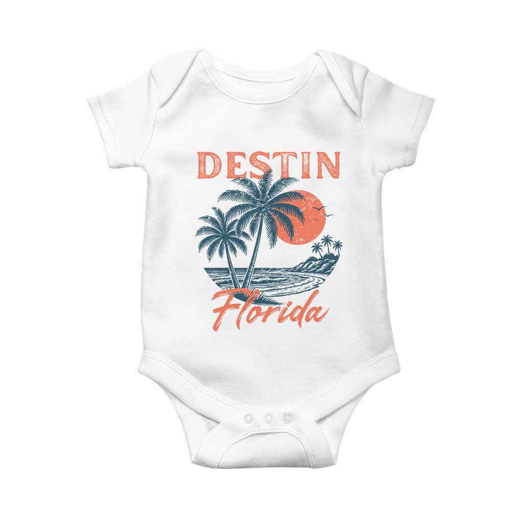 Vintage Destin Florida Beach Baby Onesie Sunset Palm Tree Graphic