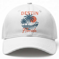 Vintage Destin Florida Beach Baseball Cap Sunset Palm Tree Graphic