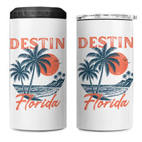 Vintage Destin Florida Beach 4 in 1 Can Cooler Tumbler Sunset Palm Tree Graphic