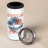 Vintage Destin Florida Beach 4 in 1 Can Cooler Tumbler Sunset Palm Tree Graphic