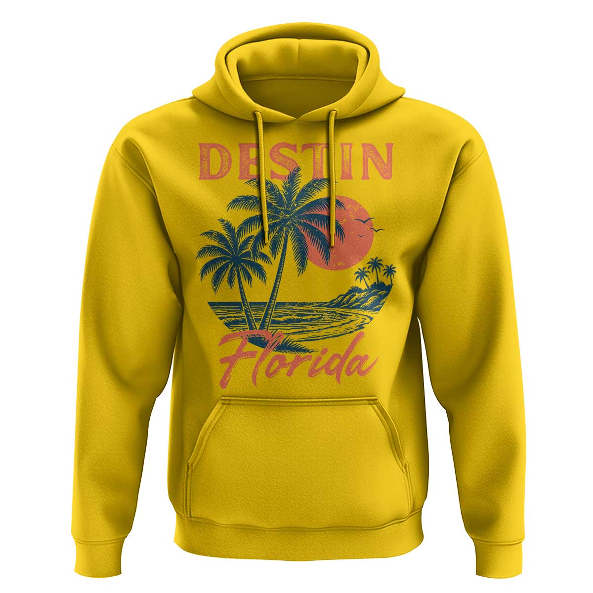 Vintage Destin Florida Beach Hoodie Sunset Palm Tree Graphic
