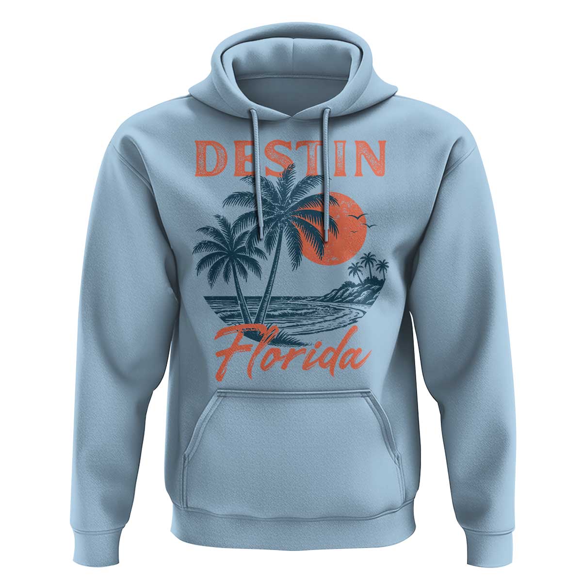 Vintage Destin Florida Beach Hoodie Sunset Palm Tree Graphic