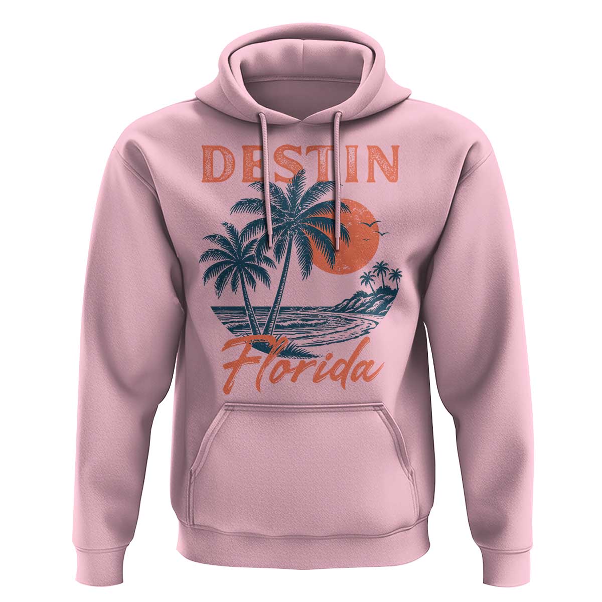 Vintage Destin Florida Beach Hoodie Sunset Palm Tree Graphic