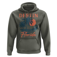 Vintage Destin Florida Beach Hoodie Sunset Palm Tree Graphic