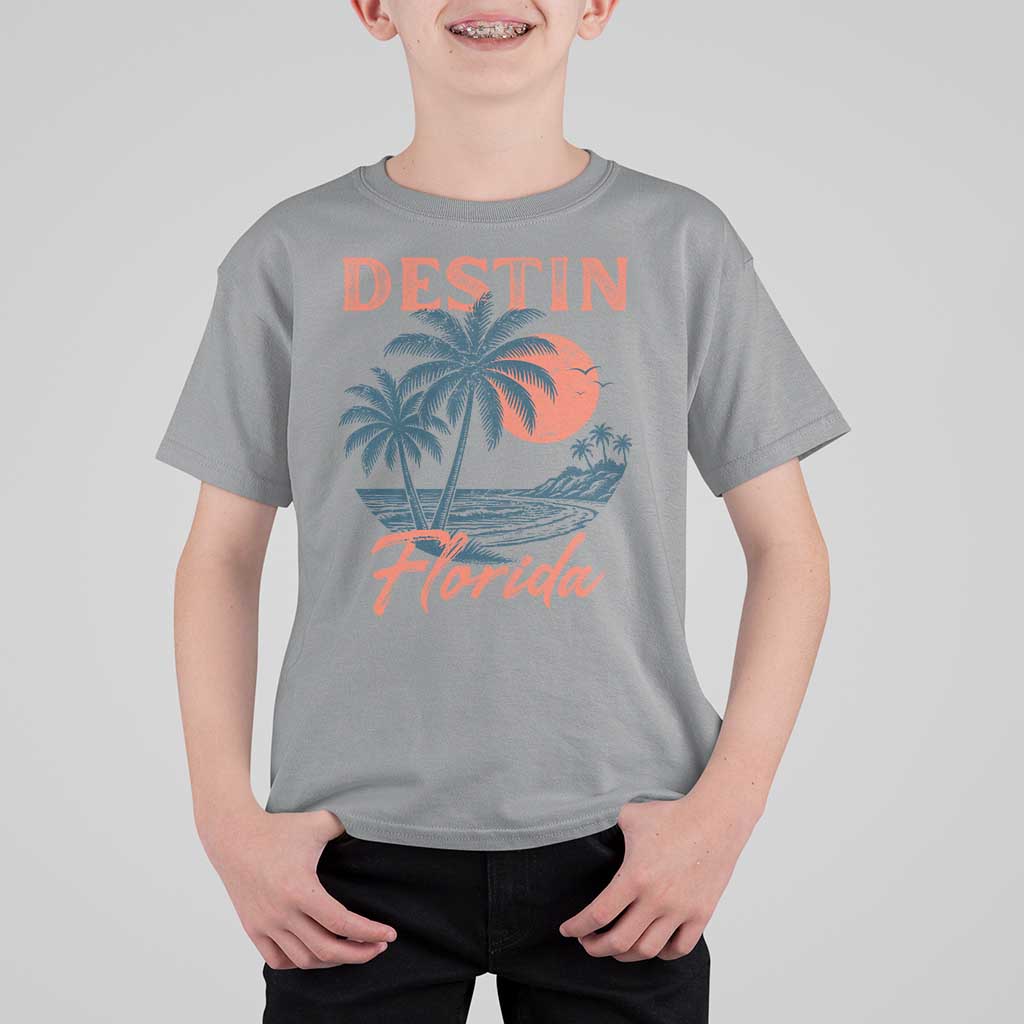 Vintage Destin Florida Beach T Shirt For Kid Sunset Palm Tree Graphic