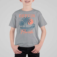Vintage Destin Florida Beach T Shirt For Kid Sunset Palm Tree Graphic