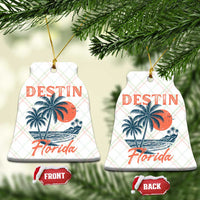 Vintage Destin Florida Beach Ceramic Ornament Sunset Palm Tree Graphic