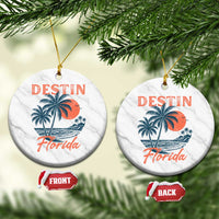 Vintage Destin Florida Beach Ceramic Ornament Sunset Palm Tree Graphic