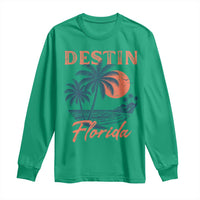 Vintage Destin Florida Beach Long Sleeve Shirt Sunset Palm Tree Graphic