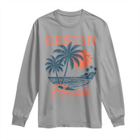 Vintage Destin Florida Beach Long Sleeve Shirt Sunset Palm Tree Graphic