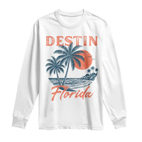 Vintage Destin Florida Beach Long Sleeve Shirt Sunset Palm Tree Graphic