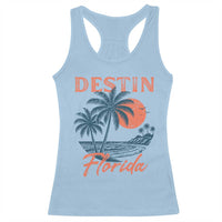 Vintage Destin Florida Beach Racerback Tank Top Sunset Palm Tree Graphic