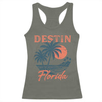 Vintage Destin Florida Beach Racerback Tank Top Sunset Palm Tree Graphic