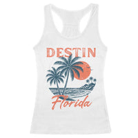 Vintage Destin Florida Beach Racerback Tank Top Sunset Palm Tree Graphic