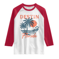 Vintage Destin Florida Beach Raglan Shirt Sunset Palm Tree Graphic