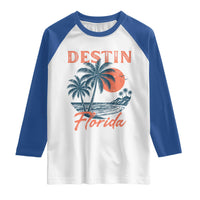 Vintage Destin Florida Beach Raglan Shirt Sunset Palm Tree Graphic