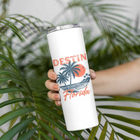 Vintage Destin Florida Beach Skinny Tumbler Sunset Palm Tree Graphic