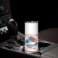 Vintage Destin Florida Beach Skinny Tumbler Sunset Palm Tree Graphic