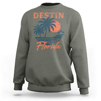 Vintage Destin Florida Beach Sweatshirt Sunset Palm Tree Graphic