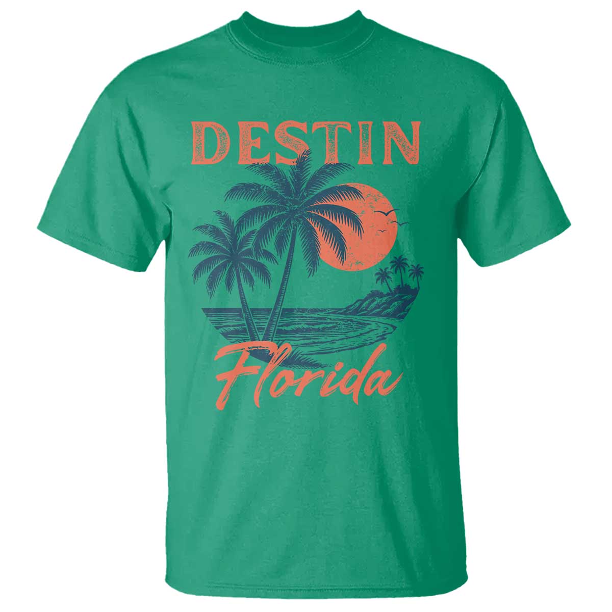 Vintage Destin Florida Beach T Shirt Sunset Palm Tree Graphic