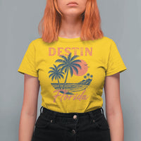 Vintage Destin Florida Beach T Shirt For Women Sunset Palm Tree Graphic