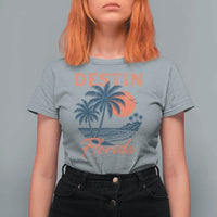 Vintage Destin Florida Beach T Shirt For Women Sunset Palm Tree Graphic