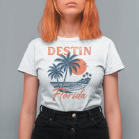 Vintage Destin Florida Beach T Shirt For Women Sunset Palm Tree Graphic