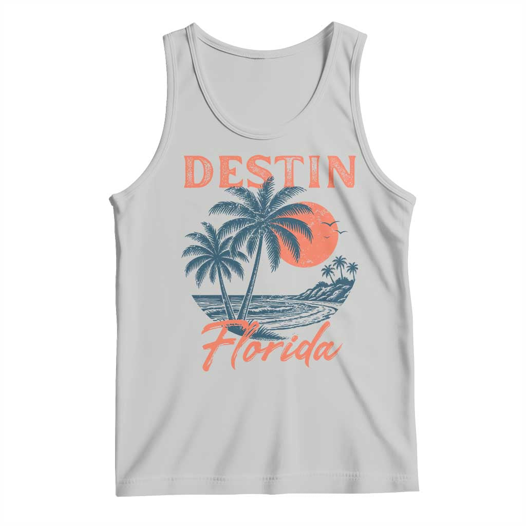 Vintage Destin Florida Beach Tank Top Sunset Palm Tree Graphic