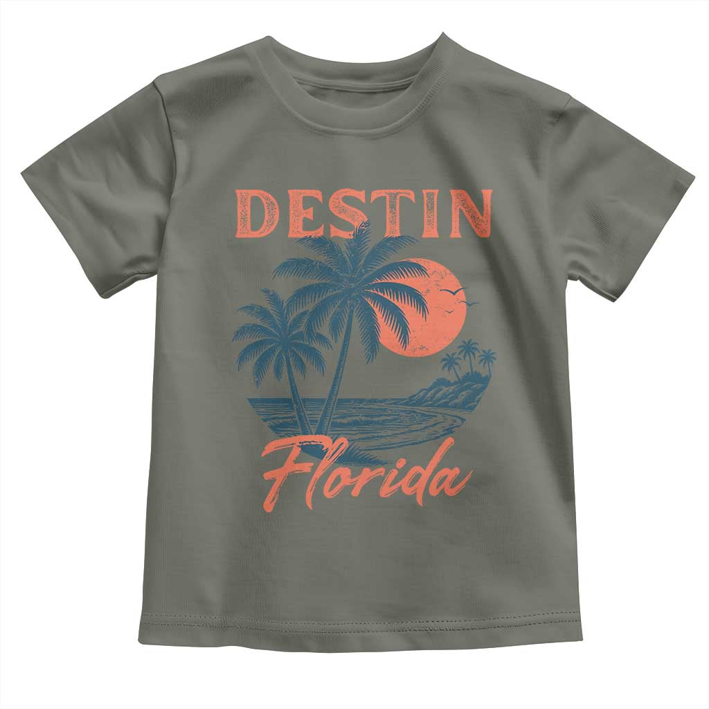 Vintage Destin Florida Beach Toddler T Shirt Sunset Palm Tree Graphic
