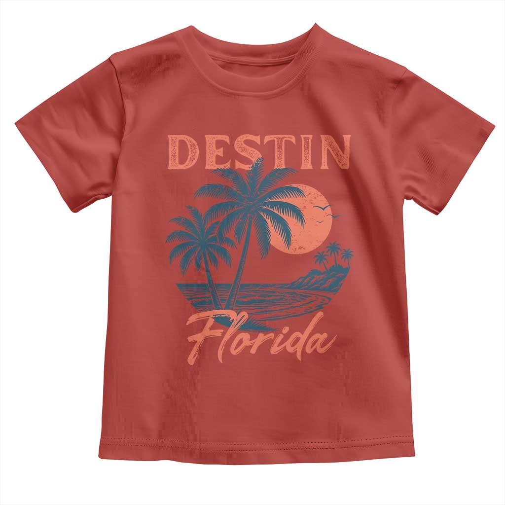 Vintage Destin Florida Beach Toddler T Shirt Sunset Palm Tree Graphic