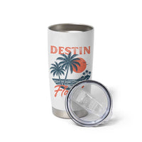 Vintage Destin Florida Beach Tumbler Cup Sunset Palm Tree Graphic