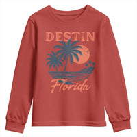 Vintage Destin Florida Beach Youth Sweatshirt Sunset Palm Tree Graphic
