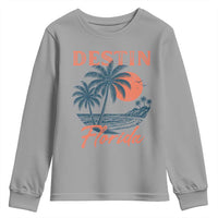 Vintage Destin Florida Beach Youth Sweatshirt Sunset Palm Tree Graphic