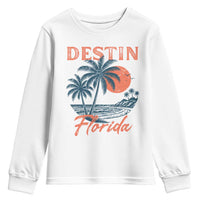 Vintage Destin Florida Beach Youth Sweatshirt Sunset Palm Tree Graphic