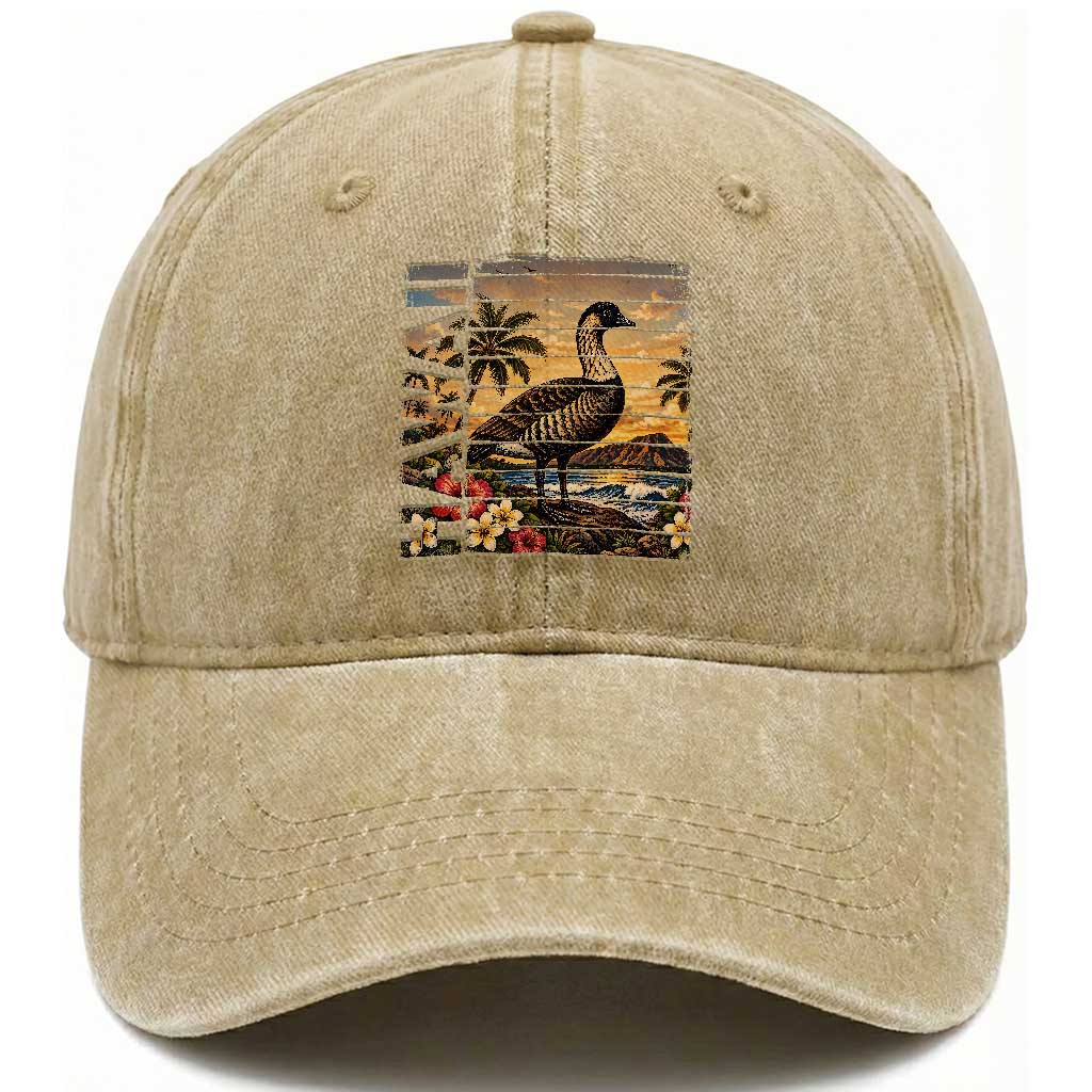 Hawaii Tropical Bird Washed Cotton Baseball Cap Summer Island Vacation Gift