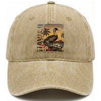 Hawaii Tropical Bird Washed Cotton Baseball Cap Summer Island Vacation Gift