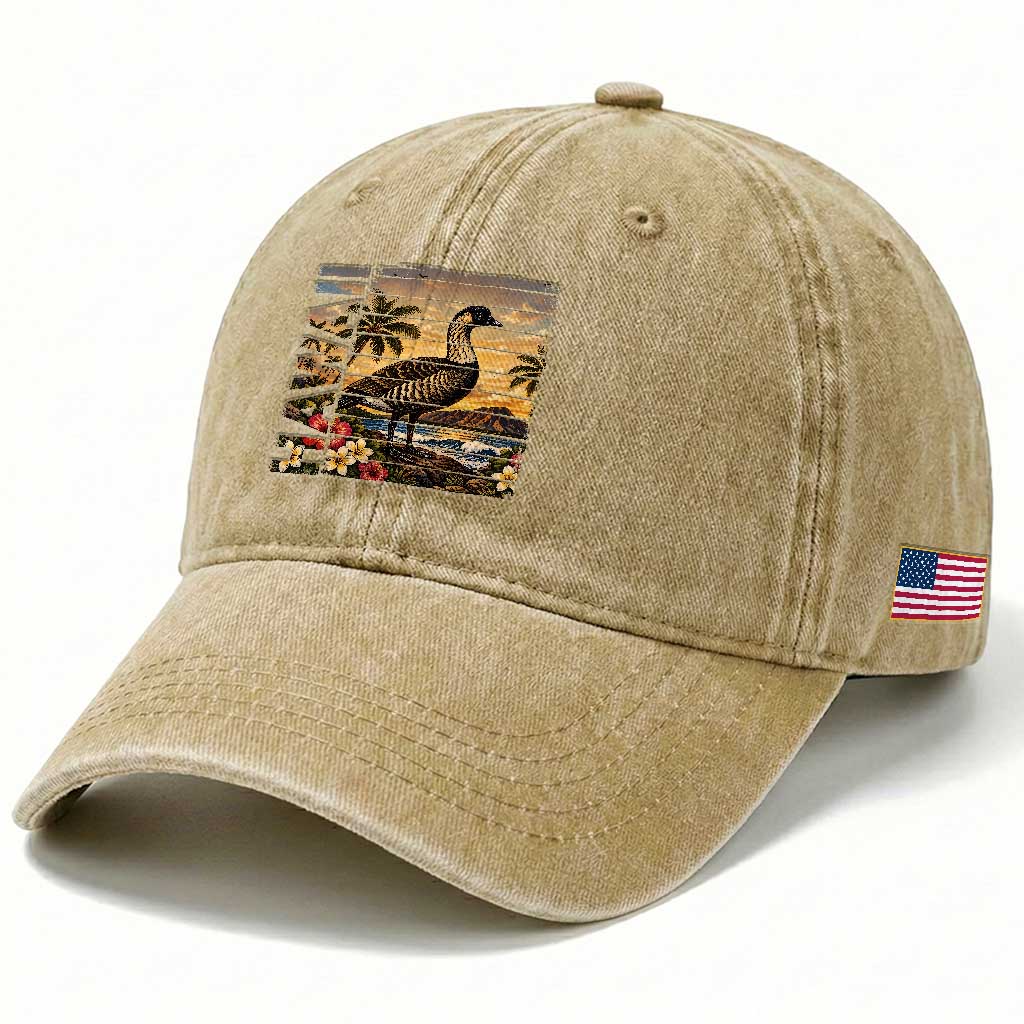 Hawaii Tropical Bird Washed Cotton Baseball Cap Summer Island Vacation Gift