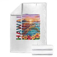 Hawaii Sea Turtle Throw Blanket Tropical Sunset Island Vacation Gift