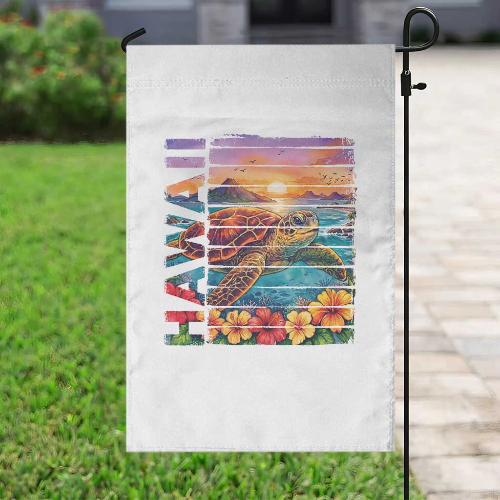 Hawaii Sea Turtle Garden Flag Tropical Sunset Island Vacation Gift