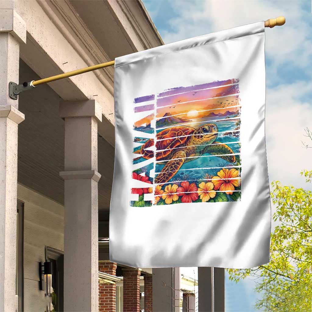 Hawaii Sea Turtle Garden Flag Tropical Sunset Island Vacation Gift