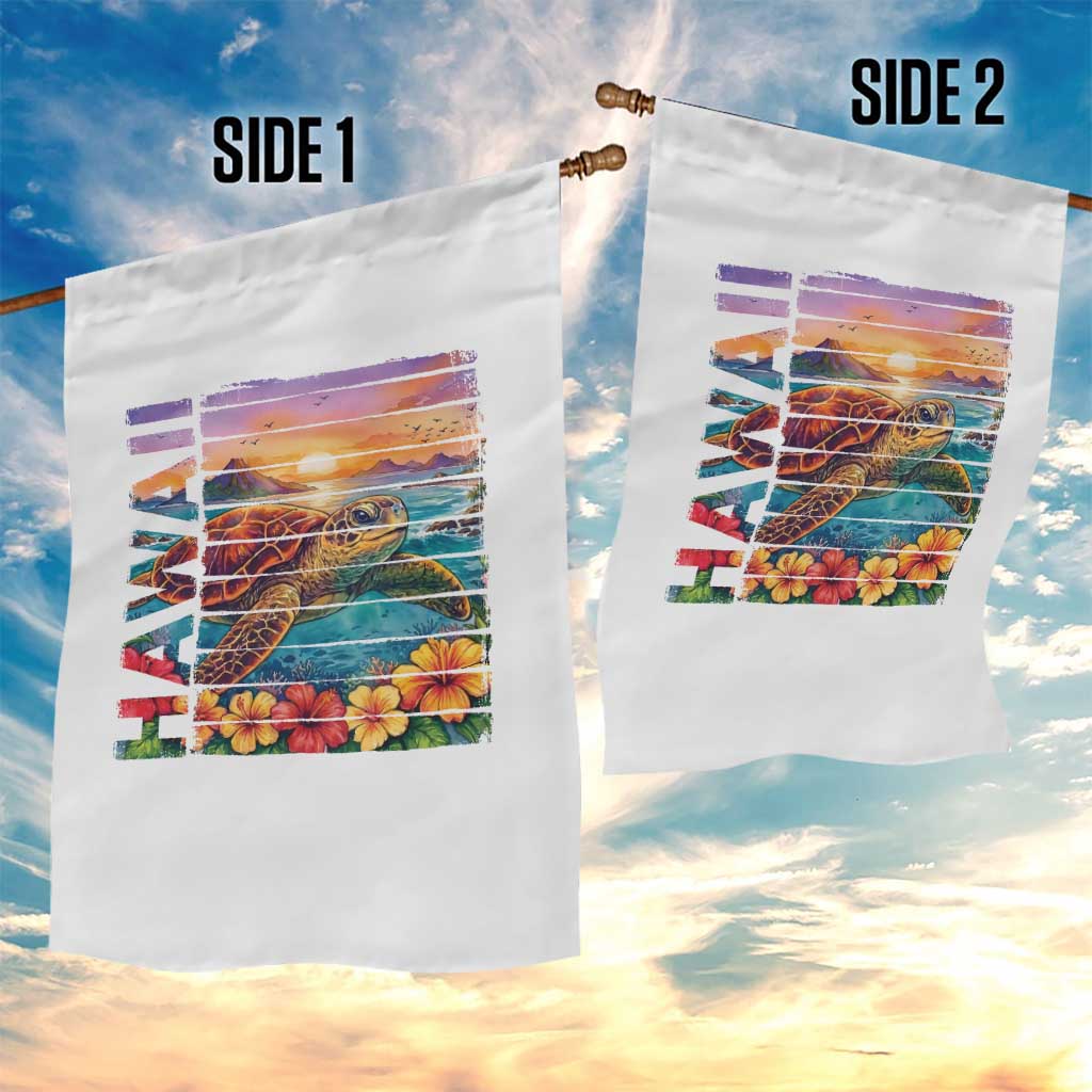 Hawaii Sea Turtle Garden Flag Tropical Sunset Island Vacation Gift