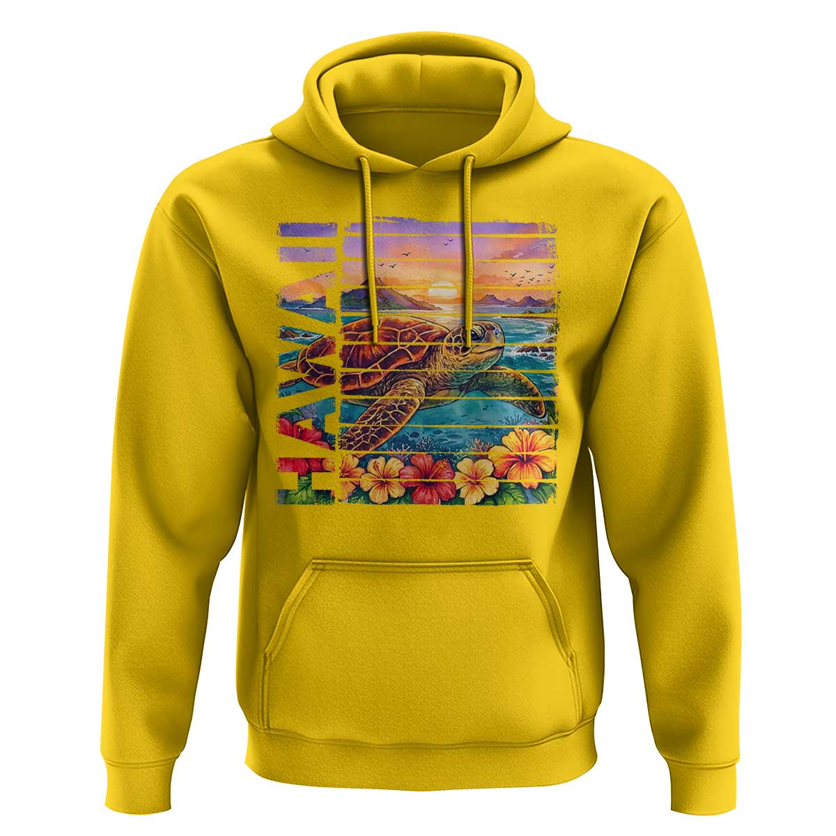 Hawaii Sea Turtle Hoodie Tropical Sunset Island Vacation Gift