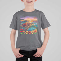 Hawaii Sea Turtle T Shirt For Kid Tropical Sunset Island Vacation Gift