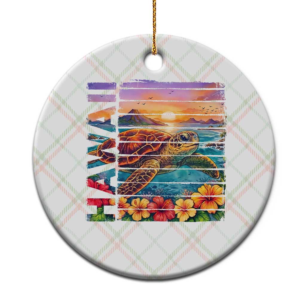 Hawaii Sea Turtle Ceramic Ornament Tropical Sunset Island Vacation Gift