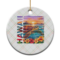 Hawaii Sea Turtle Ceramic Ornament Tropical Sunset Island Vacation Gift