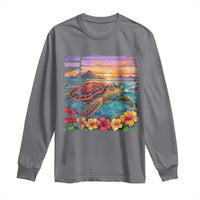 Hawaii Sea Turtle Long Sleeve Shirt Tropical Sunset Island Vacation Gift